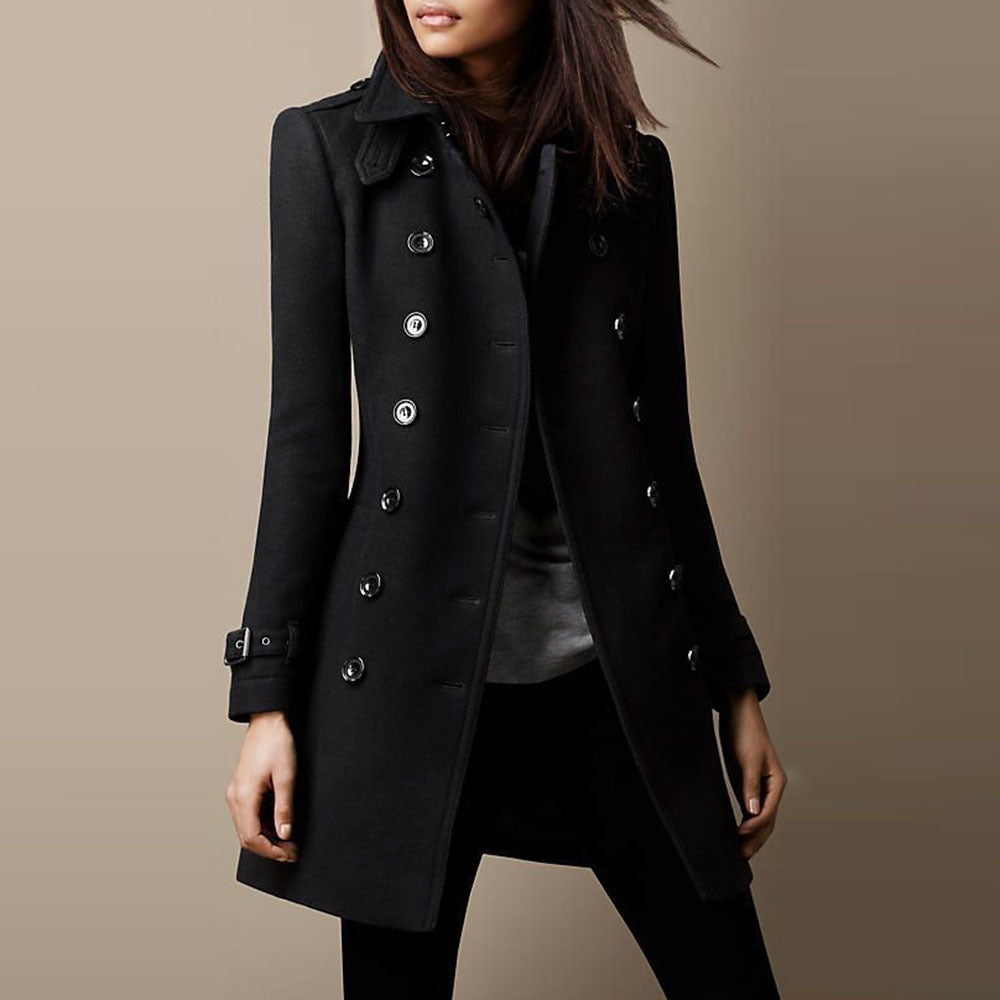 Double Breasted Long Coat Women