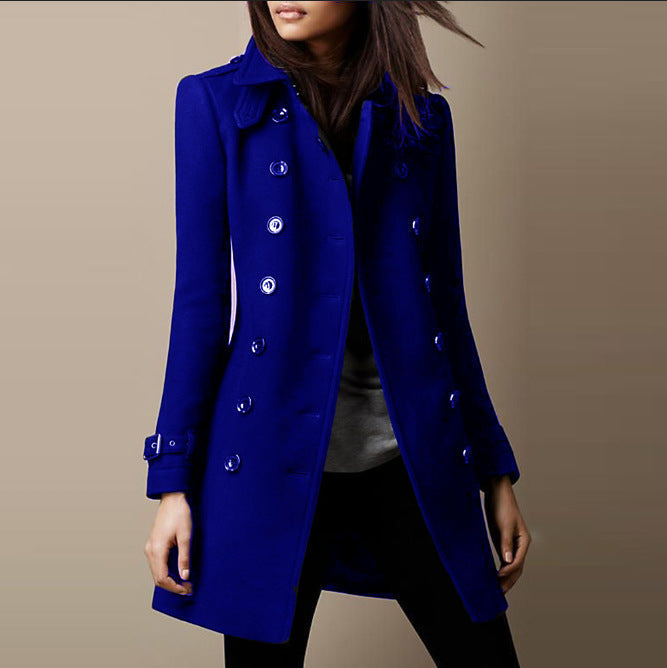 Double Breasted Long Coat Women - View 2
