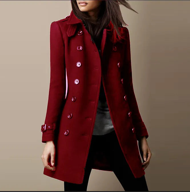 Double Breasted Long Coat Women - View 4
