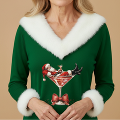 Christmas Sweater Women Faux Fur Trim - View 5
