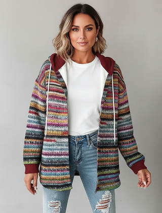 Plaid Flannel Shacket Women Hooded - View 3