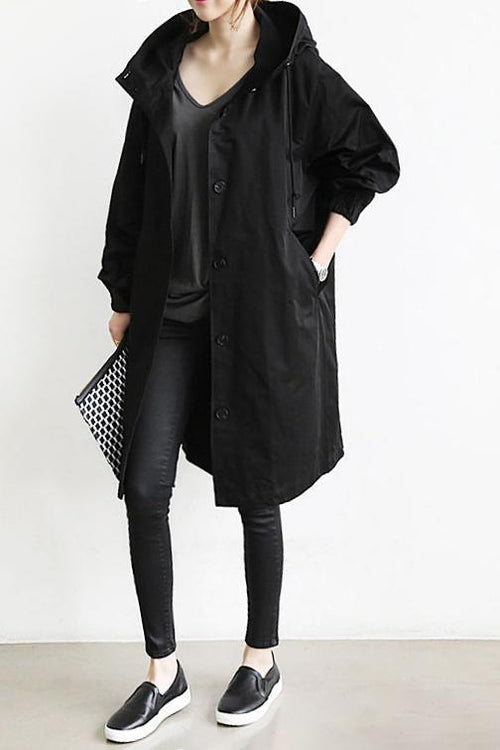 Oversized Hooded Trench Coat Women - View 2