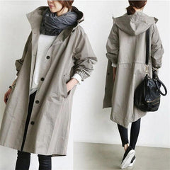Oversized Hooded Trench Coat Women - View 9