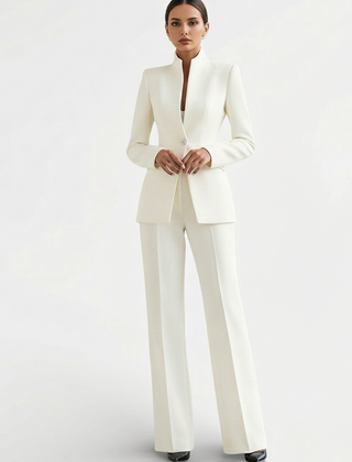 Womens Blazer And Wide Leg Pants Suit Set