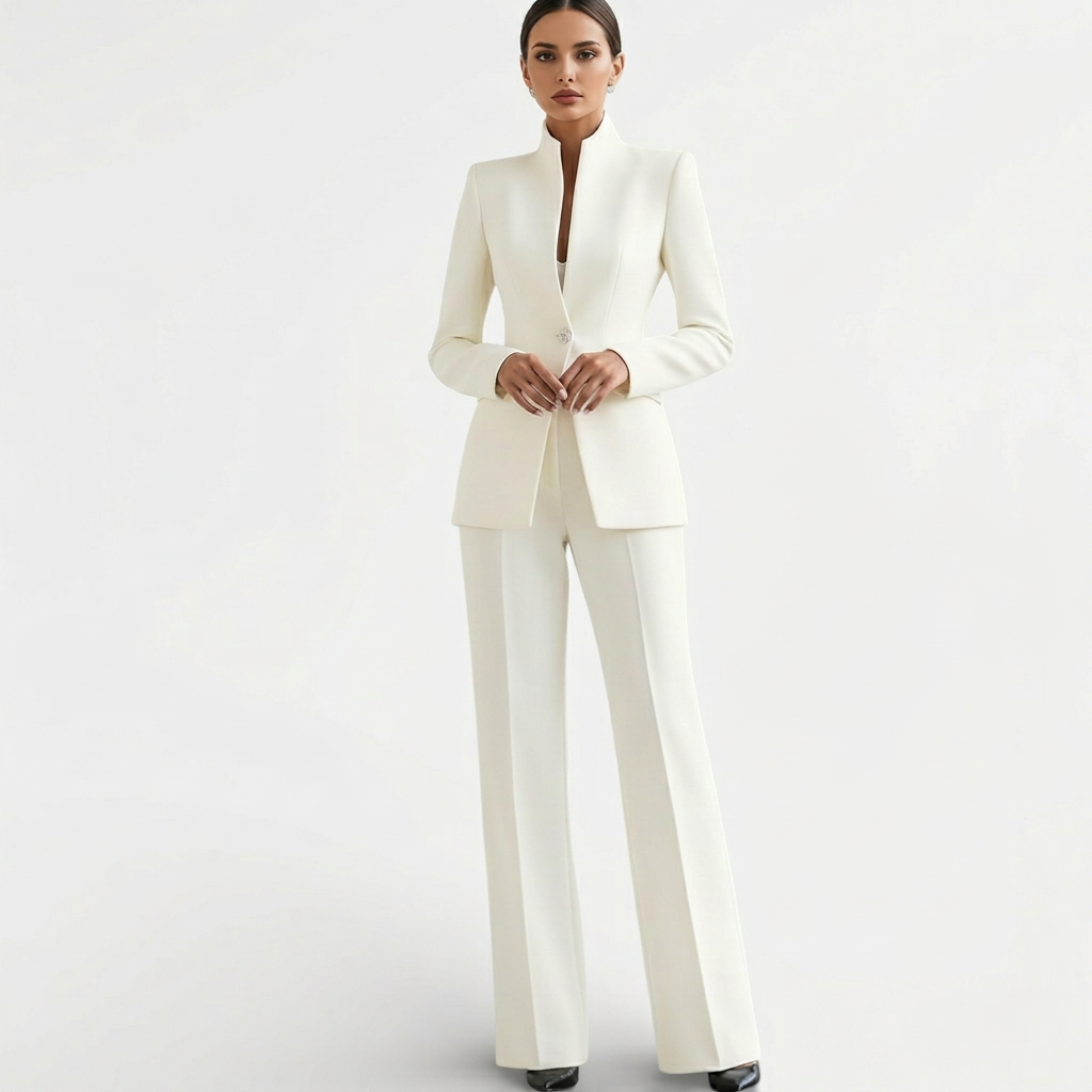 Womens Blazer And Wide Leg Pants Suit Set