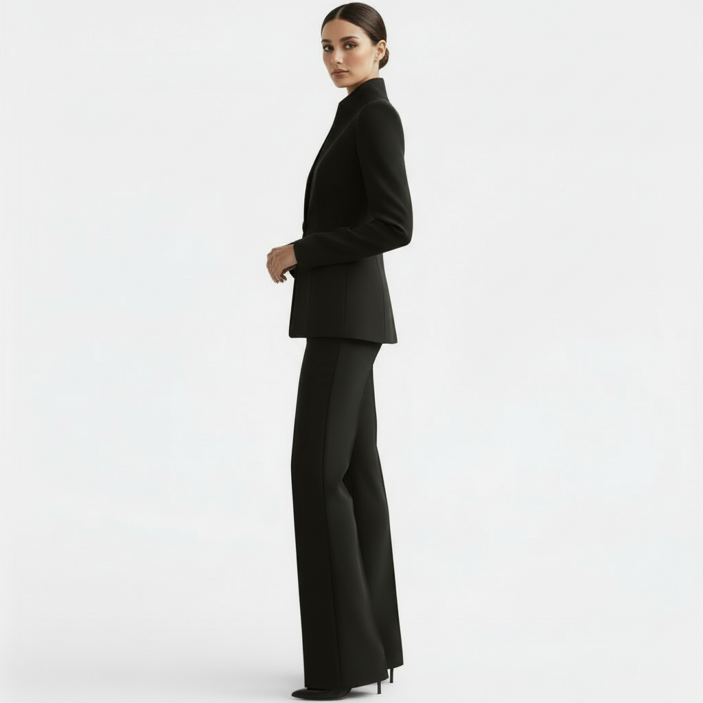 Womens Blazer And Wide Leg Pants Suit Set - View 10