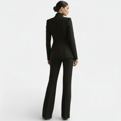 Womens Blazer And Wide Leg Pants Suit Set - View 11