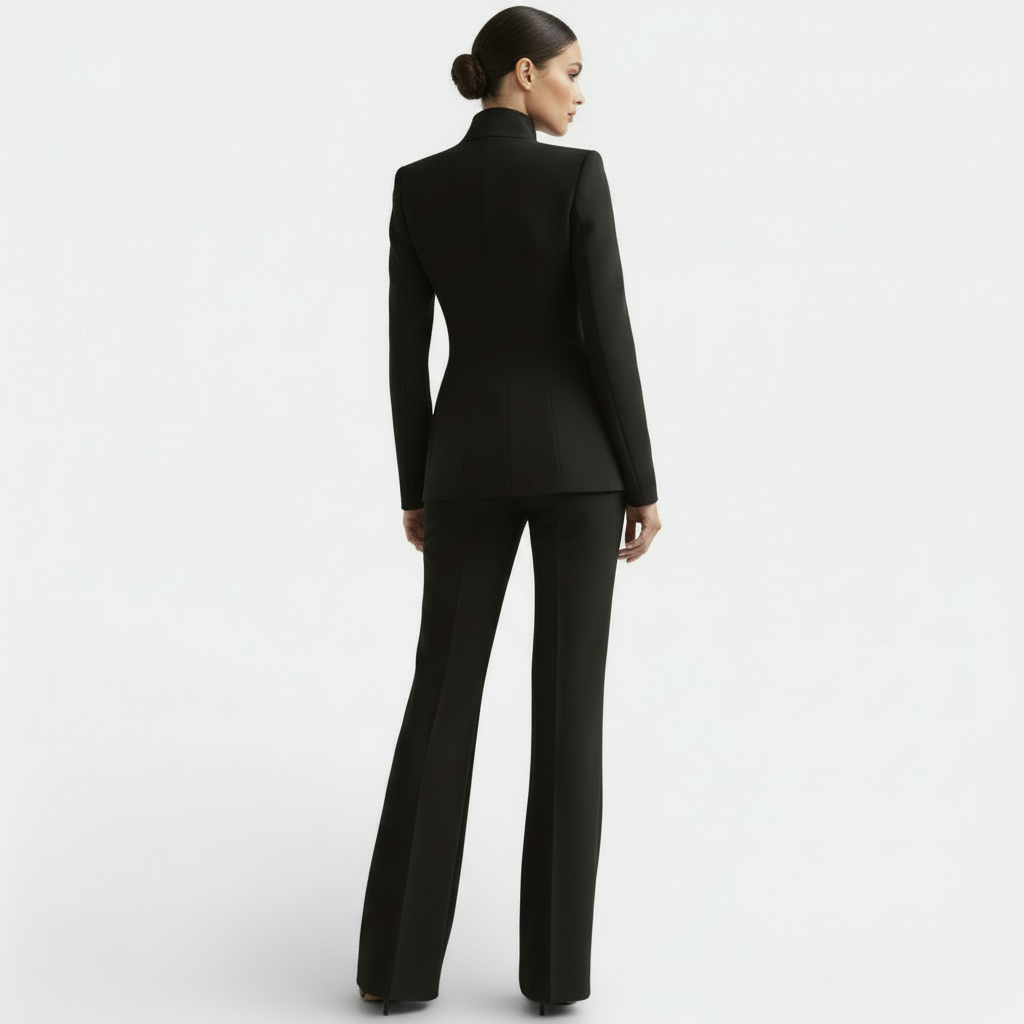 Womens Blazer And Wide Leg Pants Suit Set - View 11
