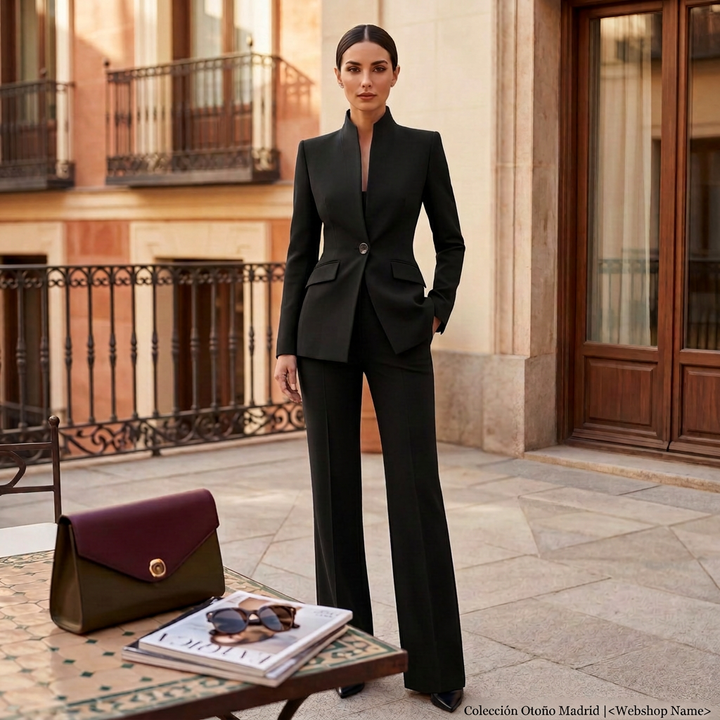 Womens Blazer And Wide Leg Pants Suit Set - View 12