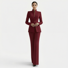 Womens Blazer And Wide Leg Pants Suit Set - View 13