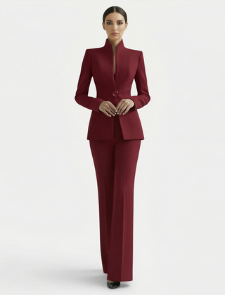 Womens Blazer And Wide Leg Pants Suit Set - View 13