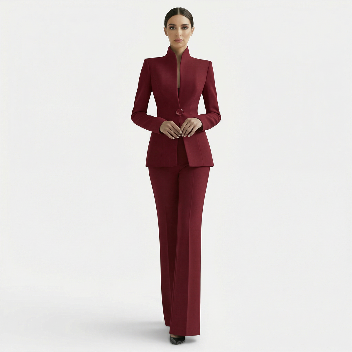 Womens Blazer And Wide Leg Pants Suit Set - View 13