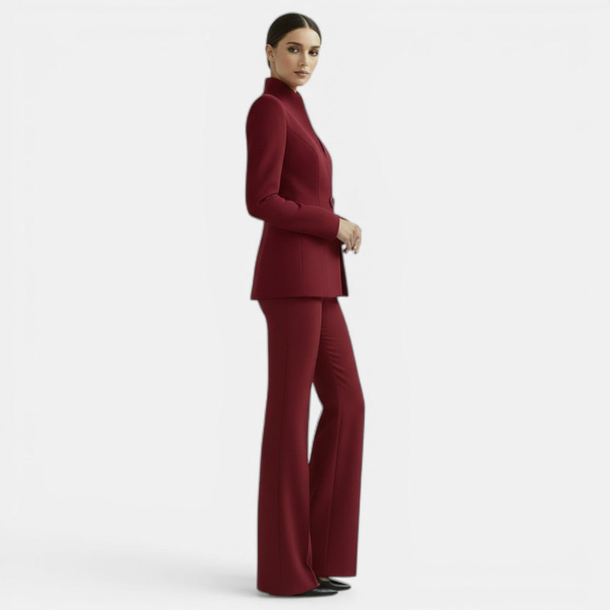Womens Blazer And Wide Leg Pants Suit Set - View 14