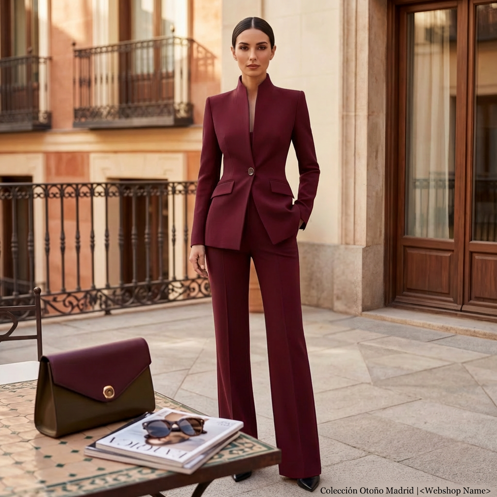 Womens Blazer And Wide Leg Pants Suit Set - View 16