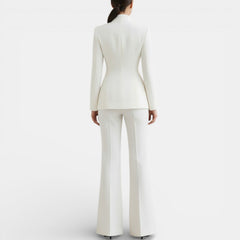 Womens Blazer And Wide Leg Pants Suit Set - View 3