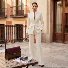 Womens Blazer And Wide Leg Pants Suit Set - View 4