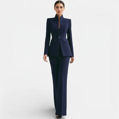 Womens Blazer And Wide Leg Pants Suit Set - View 5