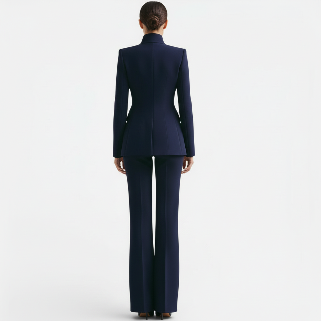 Womens Blazer And Wide Leg Pants Suit Set - View 7