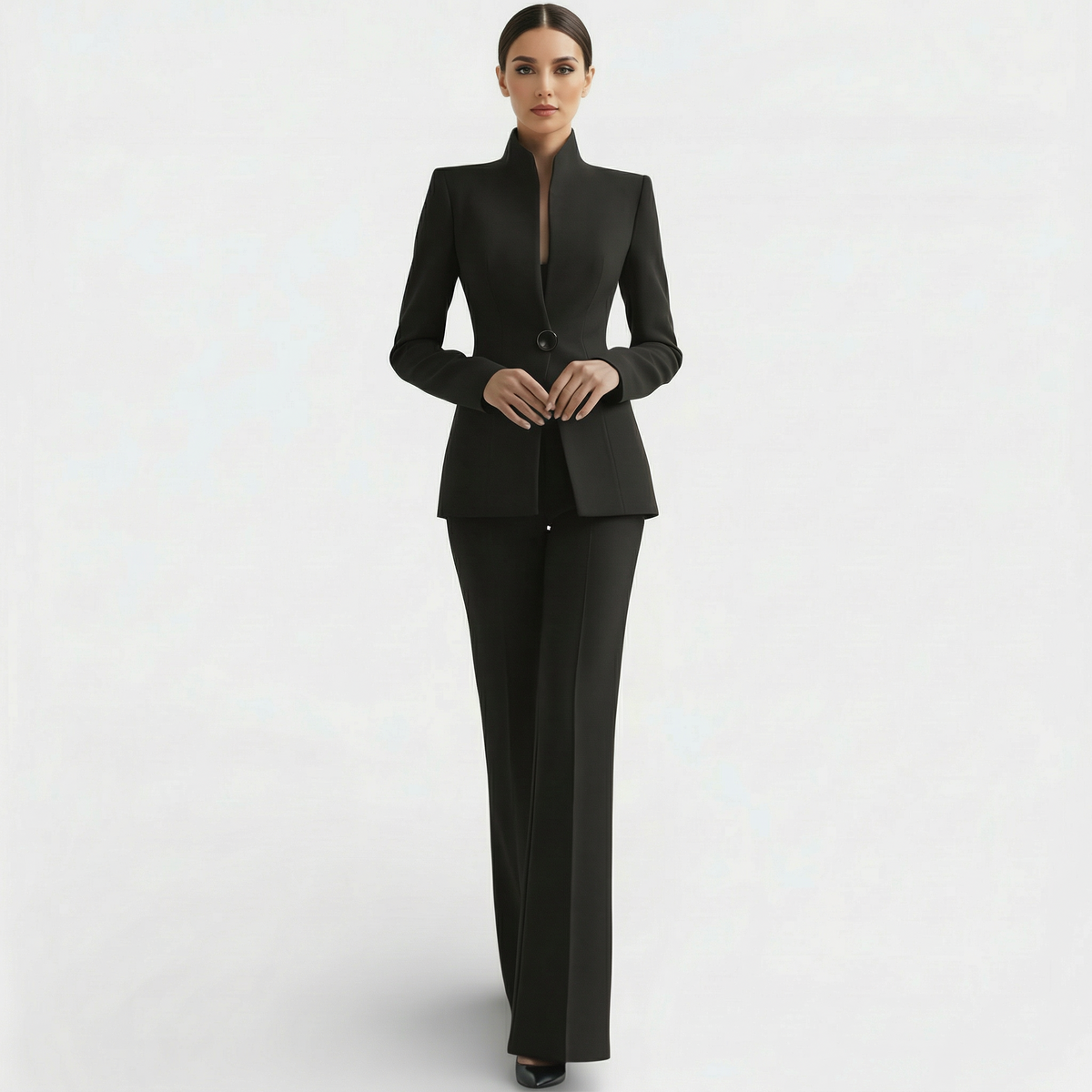 Womens Blazer And Wide Leg Pants Suit Set - View 9