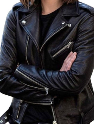 Womens Leather Biker Jacket Winter