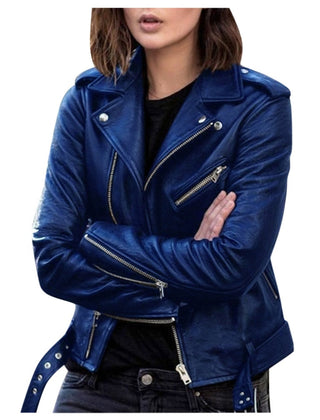 Womens Leather Biker Jacket Winter - View 2