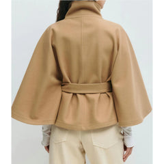 Belted Wool Cape Coat For Women - View 2