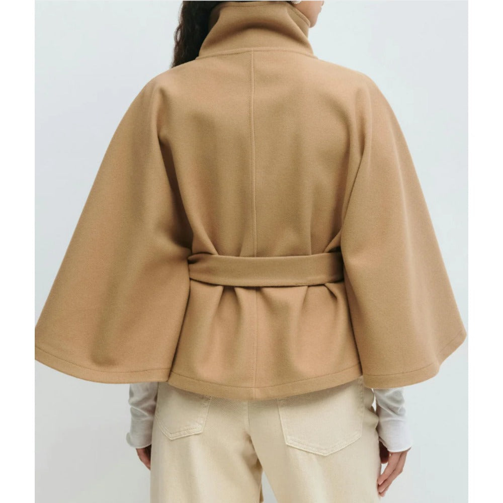 Belted Wool Cape Coat For Women - View 2