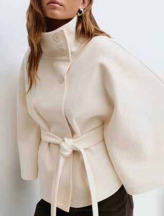 Belted Wool Cape Coat For Women - View 3