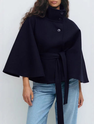 Belted Wool Cape Coat For Women - View 4