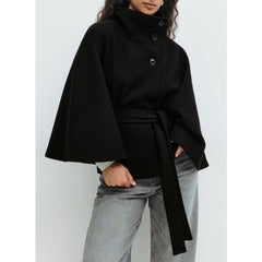 Belted Wool Cape Coat For Women - View 6