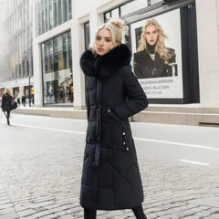 Womens Winter Puffer Coat Faux Fur Hood - View 10