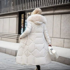 Womens Winter Puffer Coat Faux Fur Hood - View 15