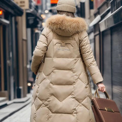 Womens Winter Puffer Coat Faux Fur Hood - View 17