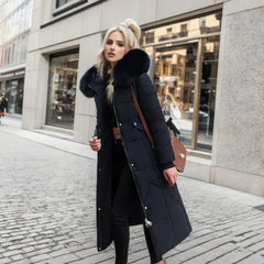 Womens Winter Puffer Coat Faux Fur Hood - View 2