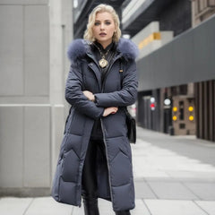 Womens Winter Puffer Coat Faux Fur Hood - View 4