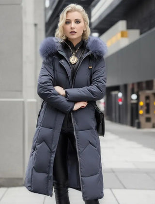 Womens Winter Puffer Coat Faux Fur Hood - View 4