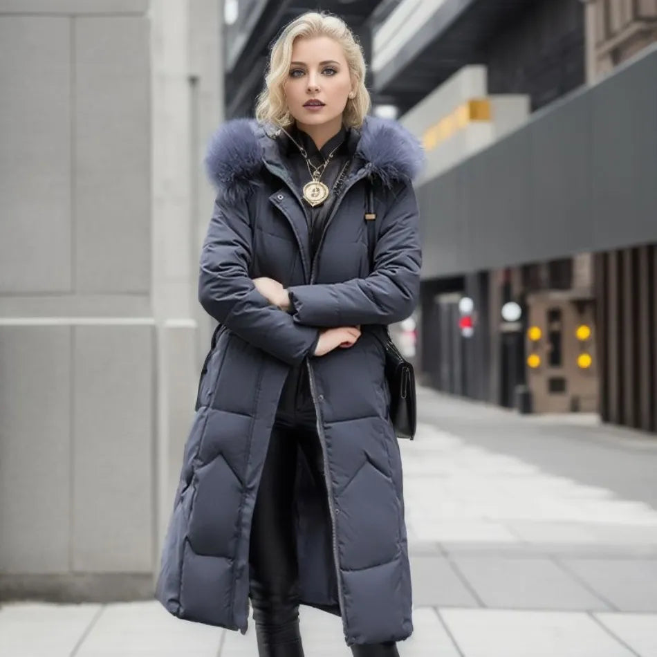 Womens Winter Puffer Coat Faux Fur Hood - View 4