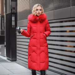 Womens Winter Puffer Coat Faux Fur Hood - View 6