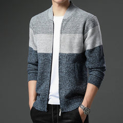 Mens Colour Block Zip Cardigan Sweater - View 3