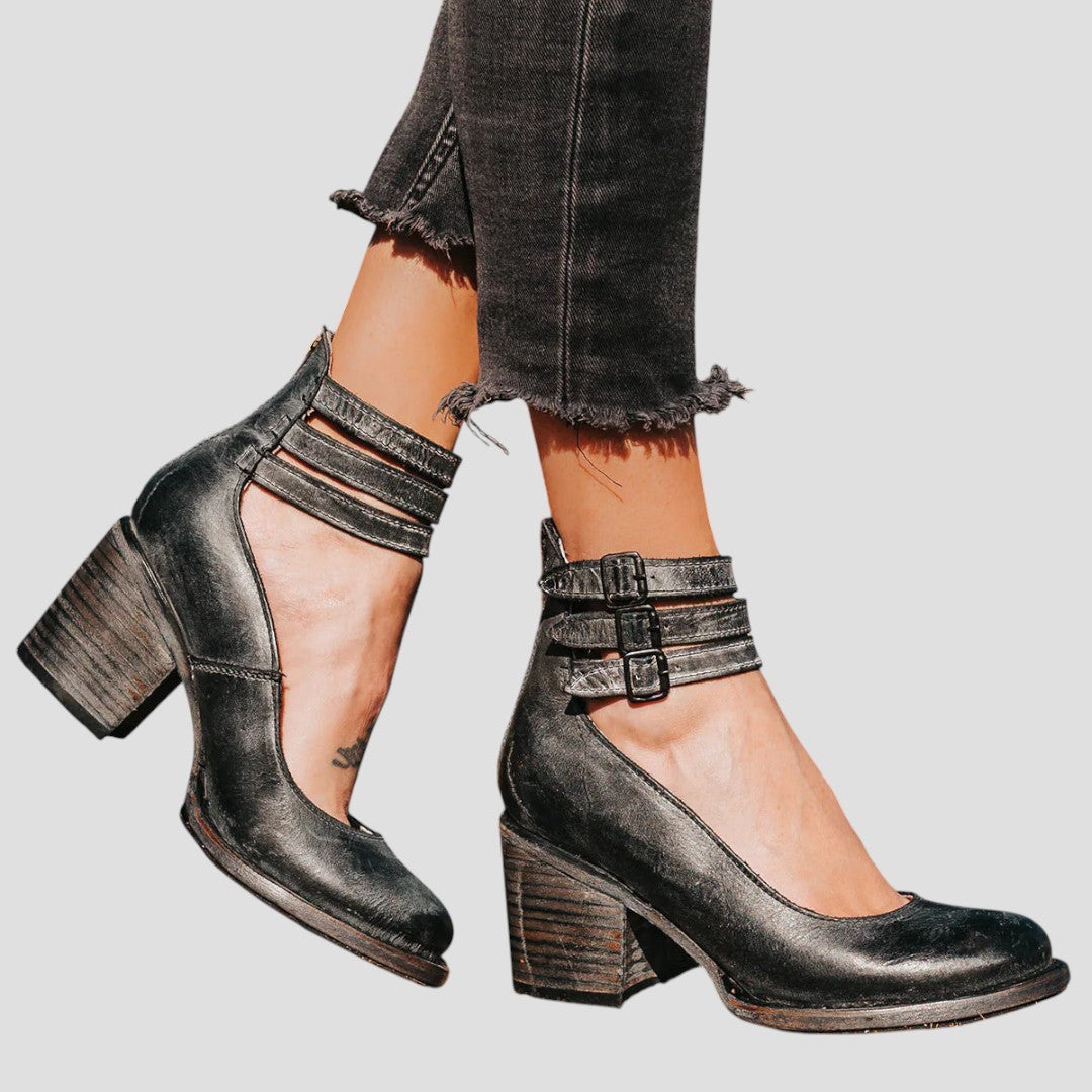 Buckle Ankle Boots Women Block Heel - View 2