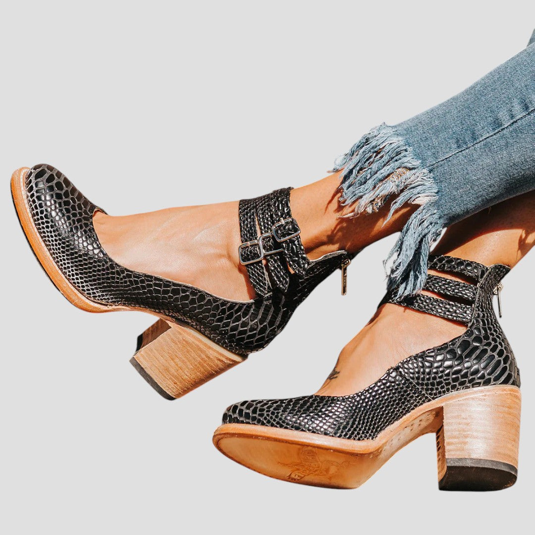 Buckle Ankle Boots Women Block Heel - View 5