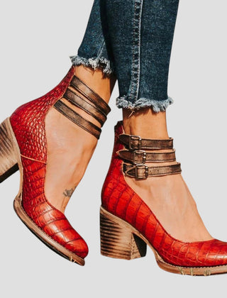 Buckle Ankle Boots Women Block Heel - View 6