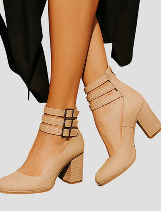 Buckle Ankle Boots Women Block Heel - View 8