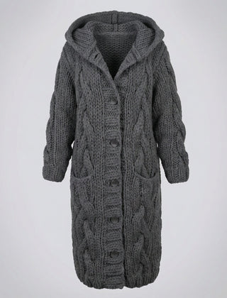 Long Hooded Cardigan Women Chunky Knit - View 10