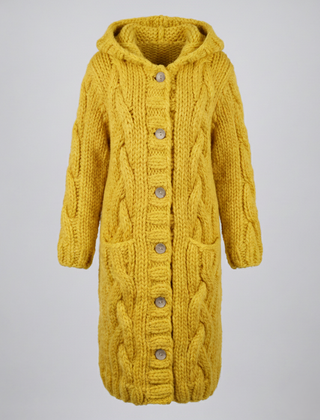 Long Hooded Cardigan Women Chunky Knit - View 11