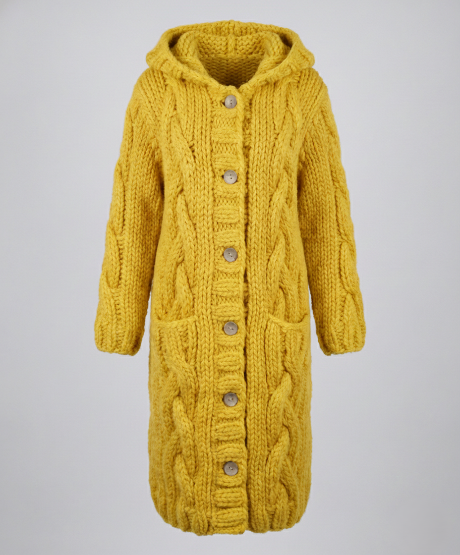 Long Hooded Cardigan Women Chunky Knit - View 11