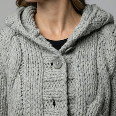 Long Hooded Cardigan Women Chunky Knit - View 5