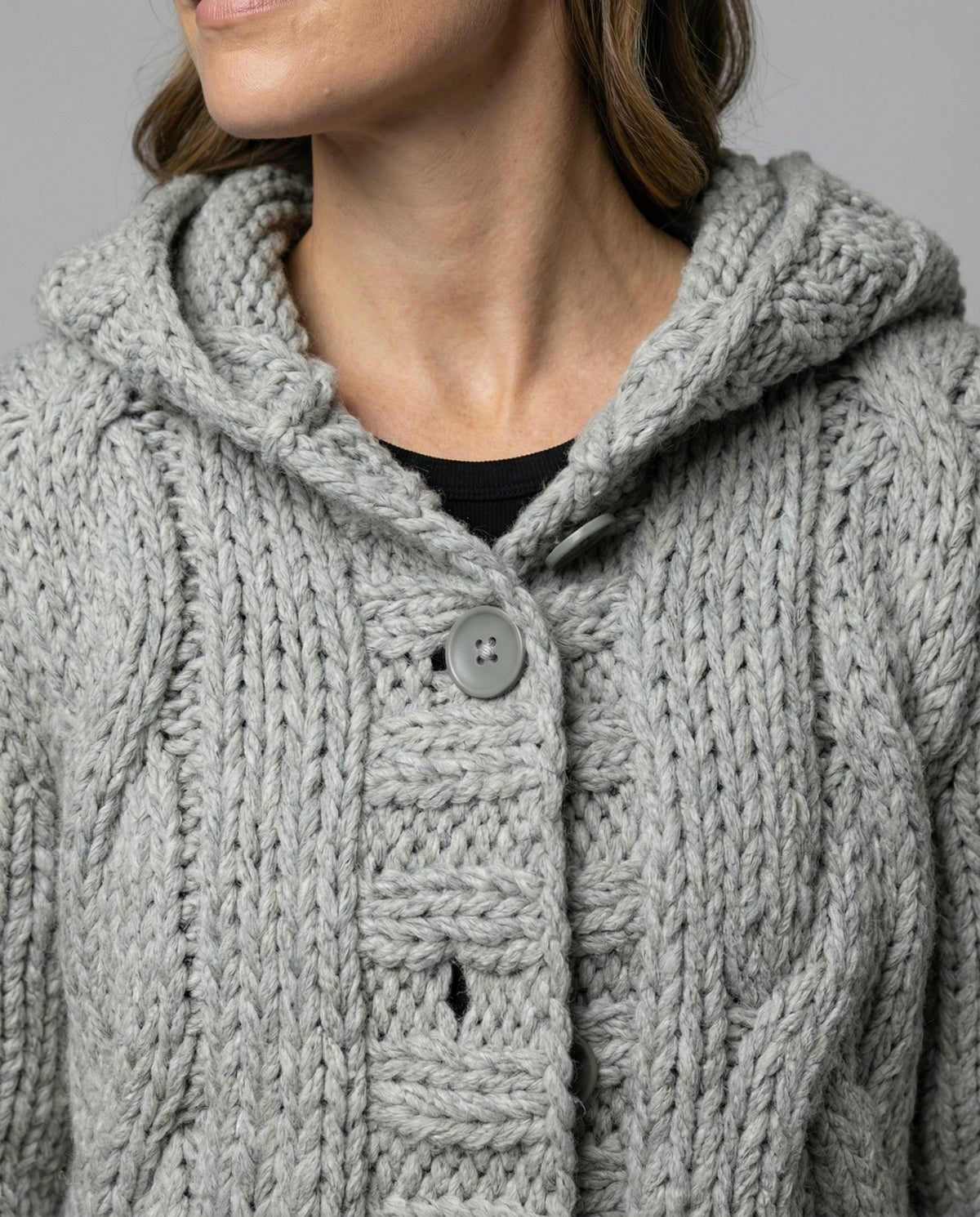 Long Hooded Cardigan Women Chunky Knit - View 5