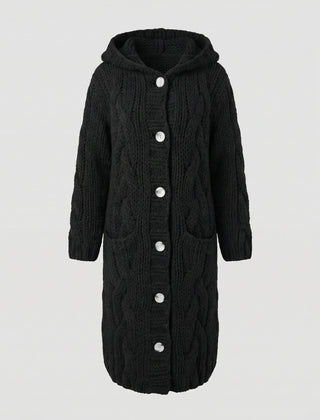 Long Hooded Cardigan Women Chunky Knit - View 6