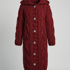 Long Hooded Cardigan Women Chunky Knit - View 7